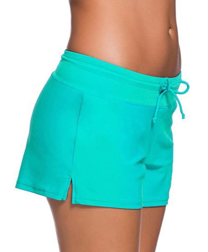 Solid Cyan Charmleaks Woman Board Swimwear Shorts